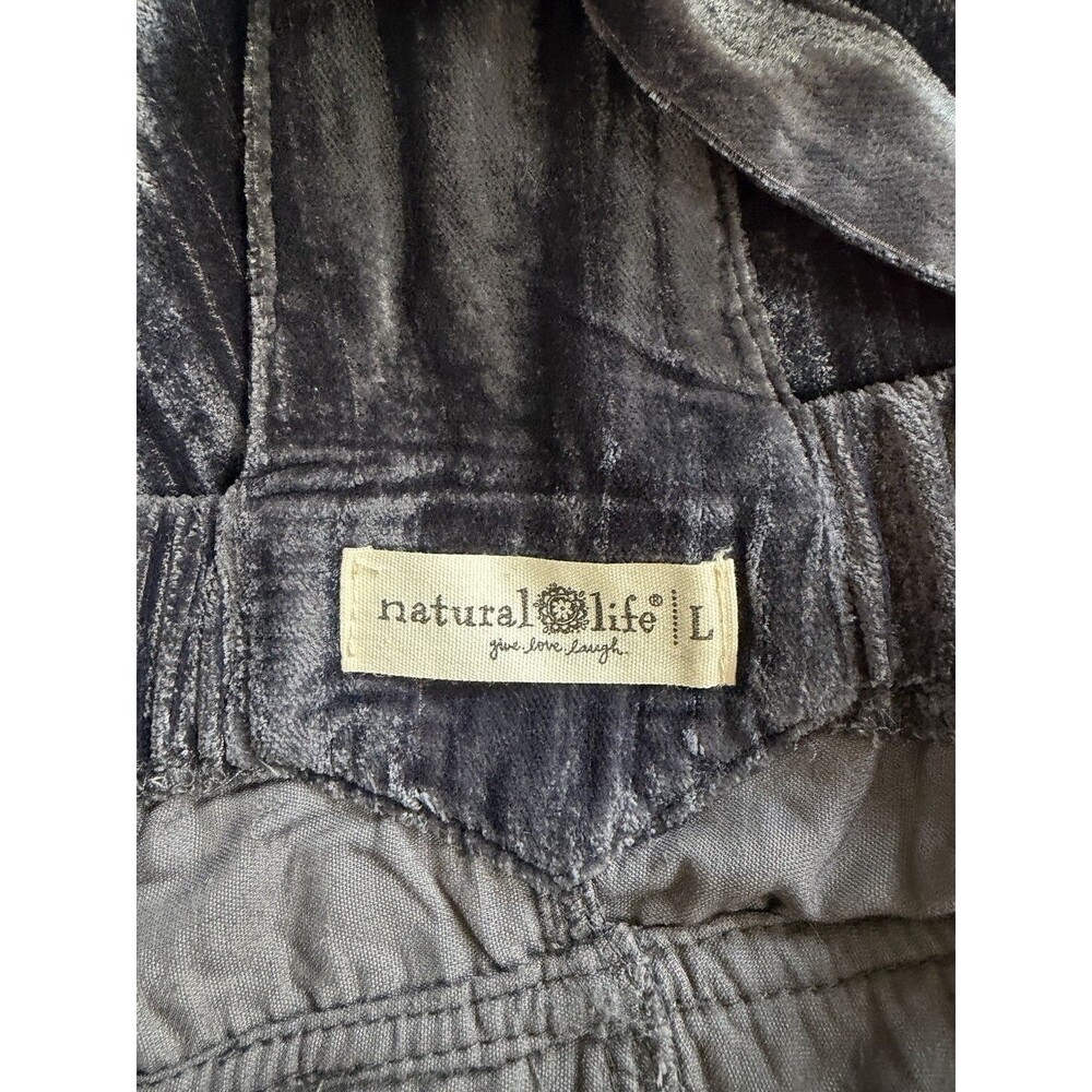 Natural Life Dakota Velvet Wide Leg Overalls Large Boho Charcoal Oversized Indie - Picture 4 of 4